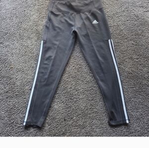 Adidas Black Leggings with White Stripes